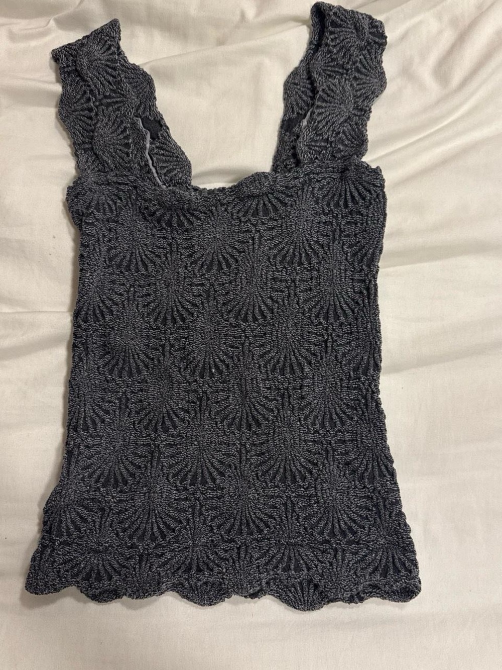 Free People Black Crochet Square Neck Tank